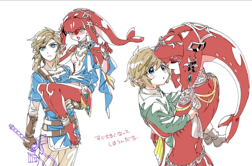 link and mipha (the legend of zelda and 1 more) drawn by shuri_(84k)