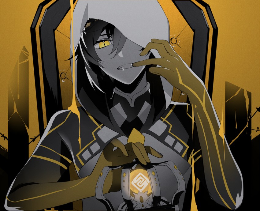 zhongli (genshin impact and 1 more) drawn by kouta_(pixiv14981568)