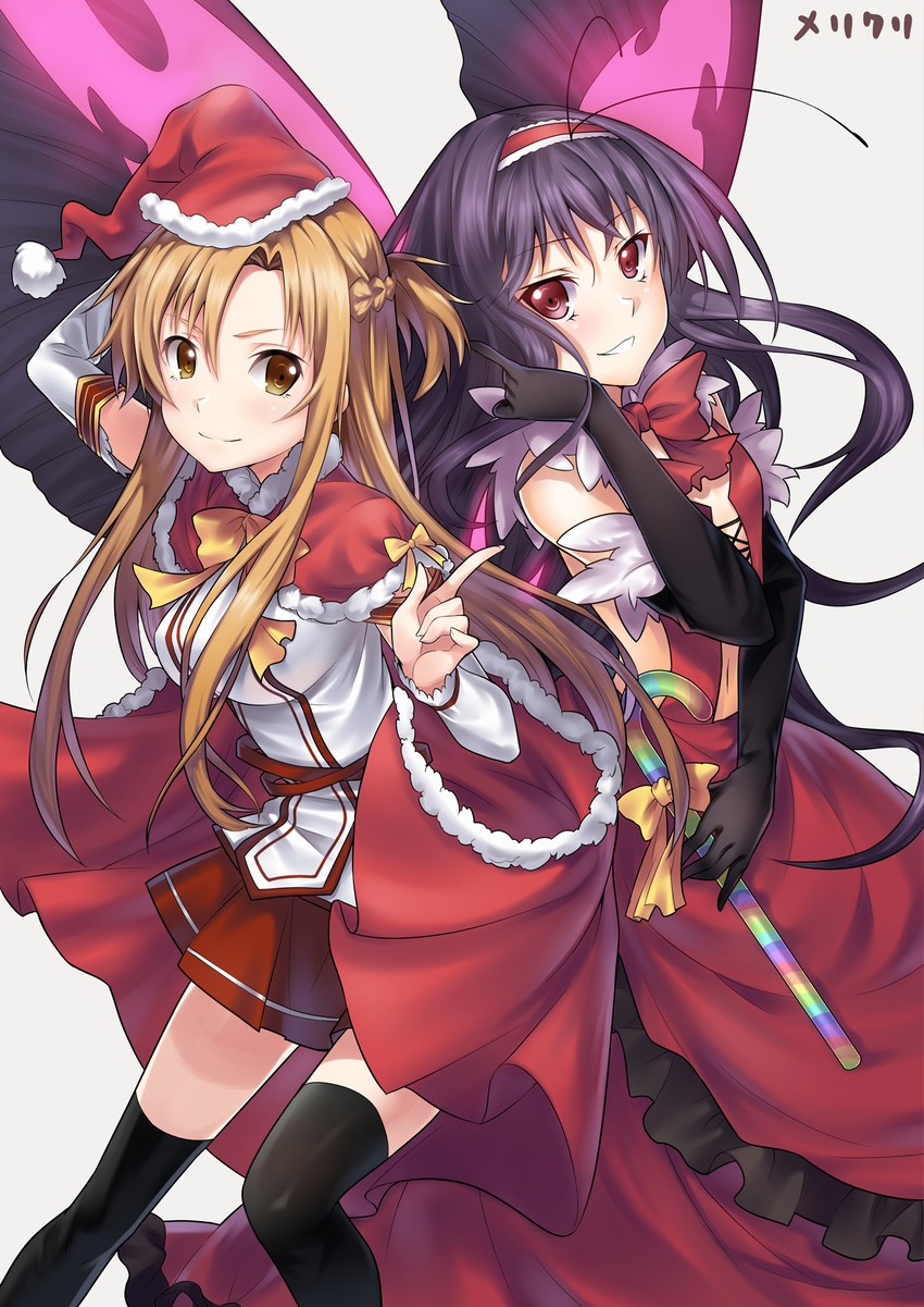 asuna and kuroyukihime (sword art online and 1 more) drawn by sora_72-iro