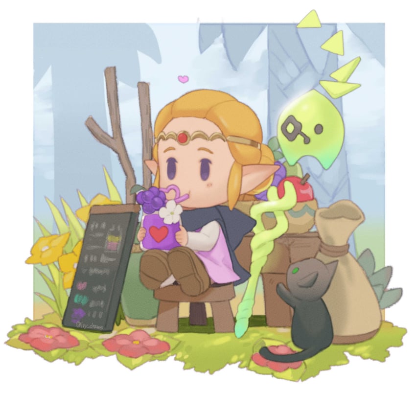 princess zelda and tri (the legend of zelda and 1 more) drawn by ivy_(sena0119)