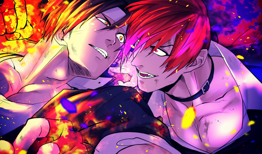 yagami iori and kusanagi kyou (the king of fighters) drawn by es_(yaoi)