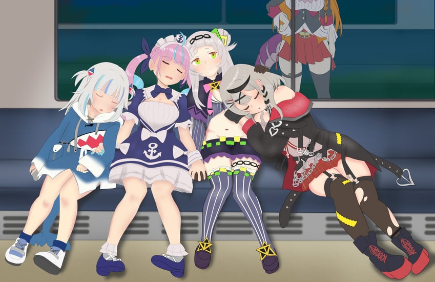 gawr gura, minato aqua, sakamata chloe, murasaki shion, and kiryu coco (hololive and 1 more) drawn by kuronagirai
