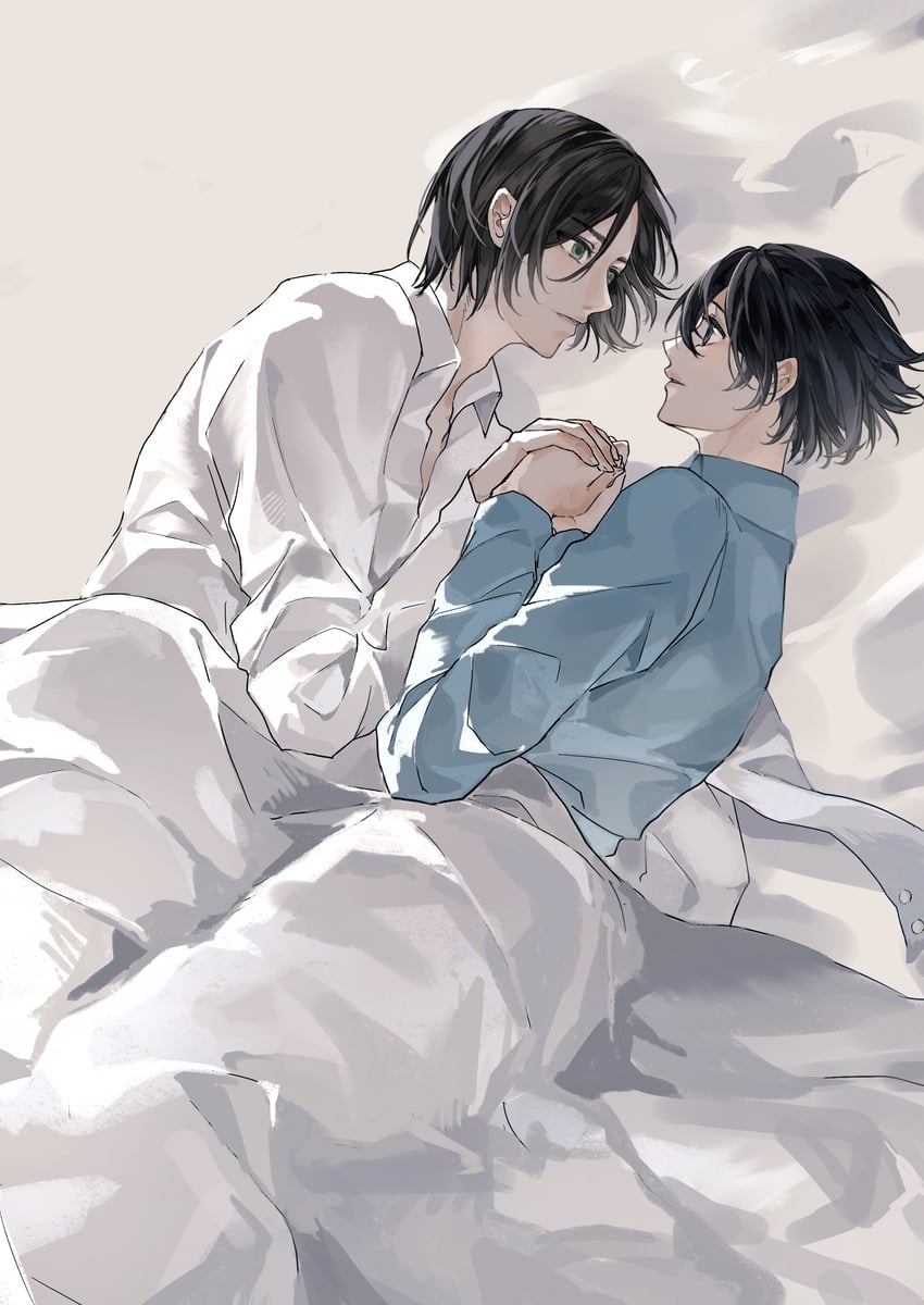 mikasa ackerman and eren yeager (shingeki no kyojin) drawn by zhuse_fuxianqing
