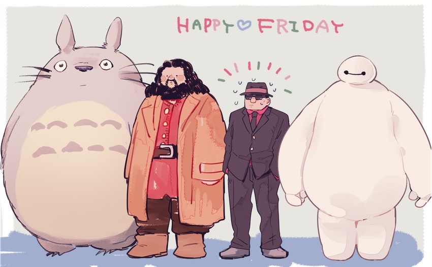 totoro, baymax, vodka, and rubeus hagrid (meitantei conan and 4 more) drawn by asako_(itiba)