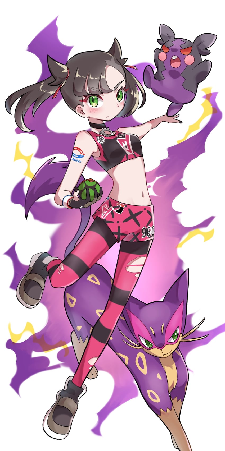 marnie, morpeko, and liepard (pokemon and 1 more) drawn by yubo_(yubo_san)