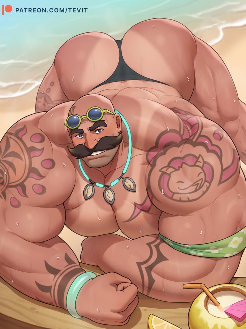 braum and pool party braum (league of legends) drawn by tevit_(tevit15)