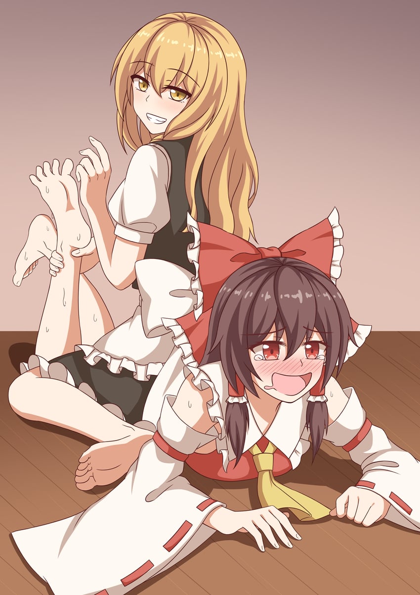 hakurei reimu and kirisame marisa (touhou) drawn by piaoluo_de_ying_huaban
