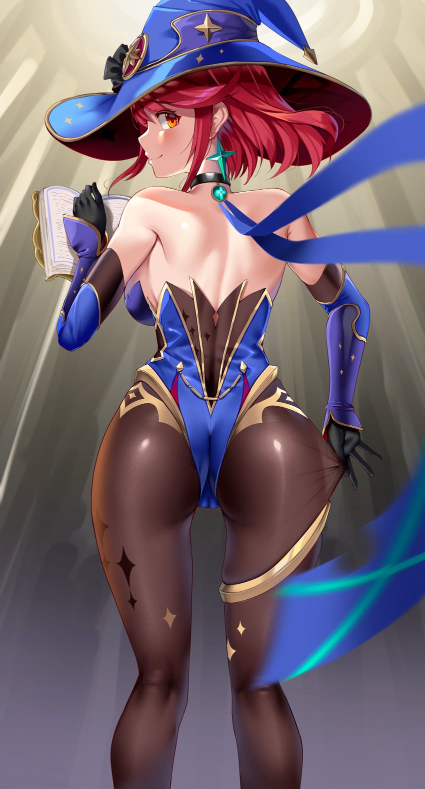 mona and pyra (genshin impact and 2 more) drawn by matrix16