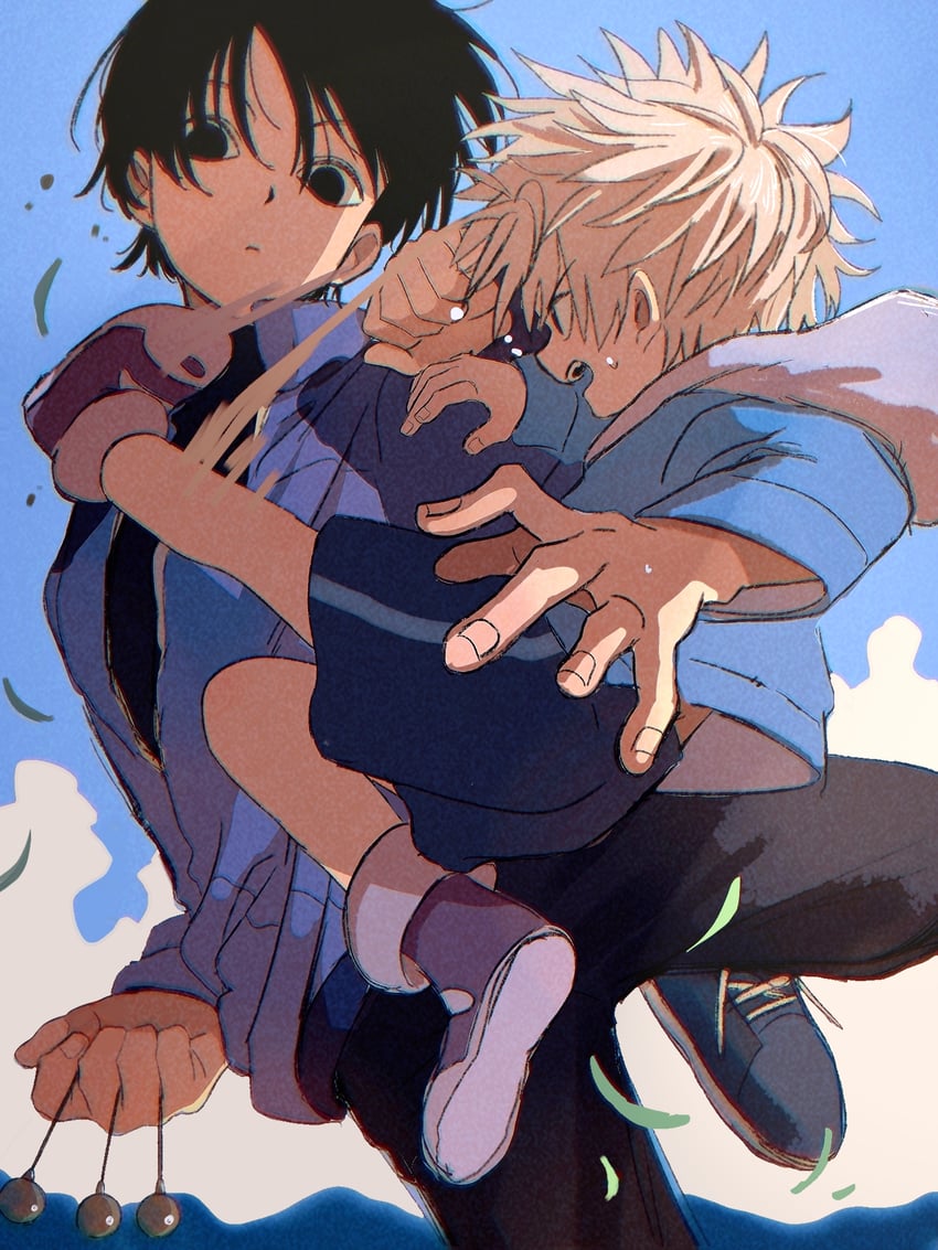 killua zoldyck and illumi zoldyck (hunter x hunter) drawn by thicopoyo