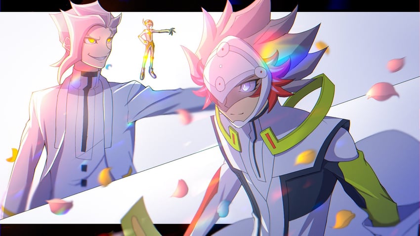 kogami ryoken, spectre, revolver, and lightning (yu-gi-oh! and 1 more) drawn by atltax_00