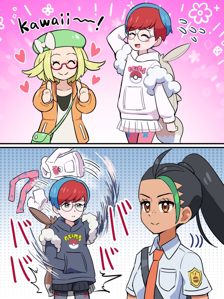 nemona, bianca, and penny (pokemon and 3 more) drawn by pokemoa