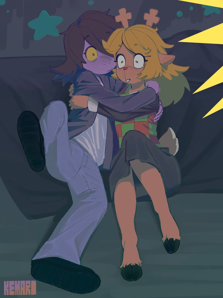 susie and noelle holiday (deltarune) drawn by kemari_(kemono_mario)