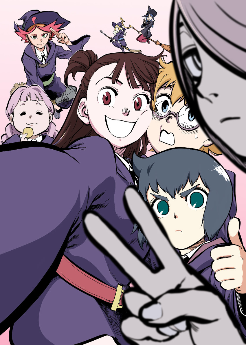 kagari atsuko, diana cavendish, sucy manbavaran, lotte jansson, amanda o'neill, and 3 more (little witch academia) drawn by skulley