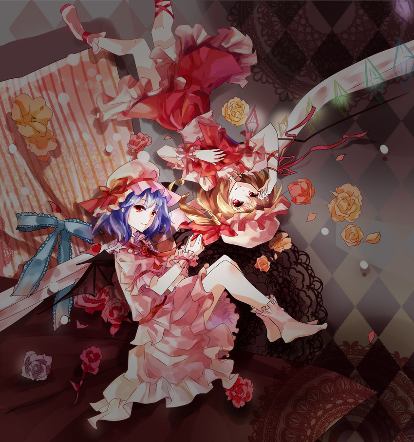 remilia scarlet and flandre scarlet (touhou) drawn by cathy_inaba