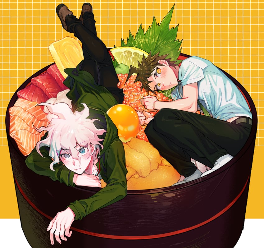 komaeda nagito and hinata hajime (danganronpa and 1 more) drawn by uurin