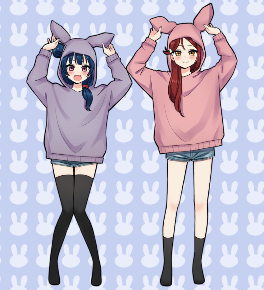 tsushima yoshiko and sakurauchi riko (love live! and 1 more) drawn by deadnooodles