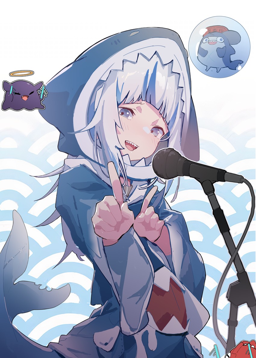 gawr gura, takodachi, and bloop (hololive and 1 more) drawn by zanyak