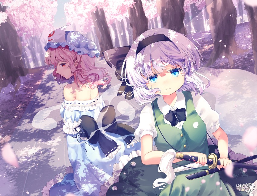 konpaku youmu and saigyouji yuyuko (touhou) drawn by kemo_chiharu