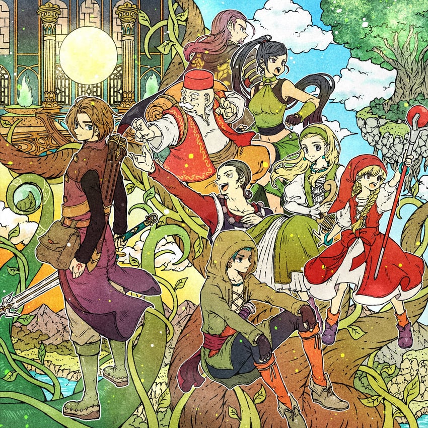 hero, martina, camus, veronica, senya, and 3 more (dragon quest and 1 more) drawn by toriga