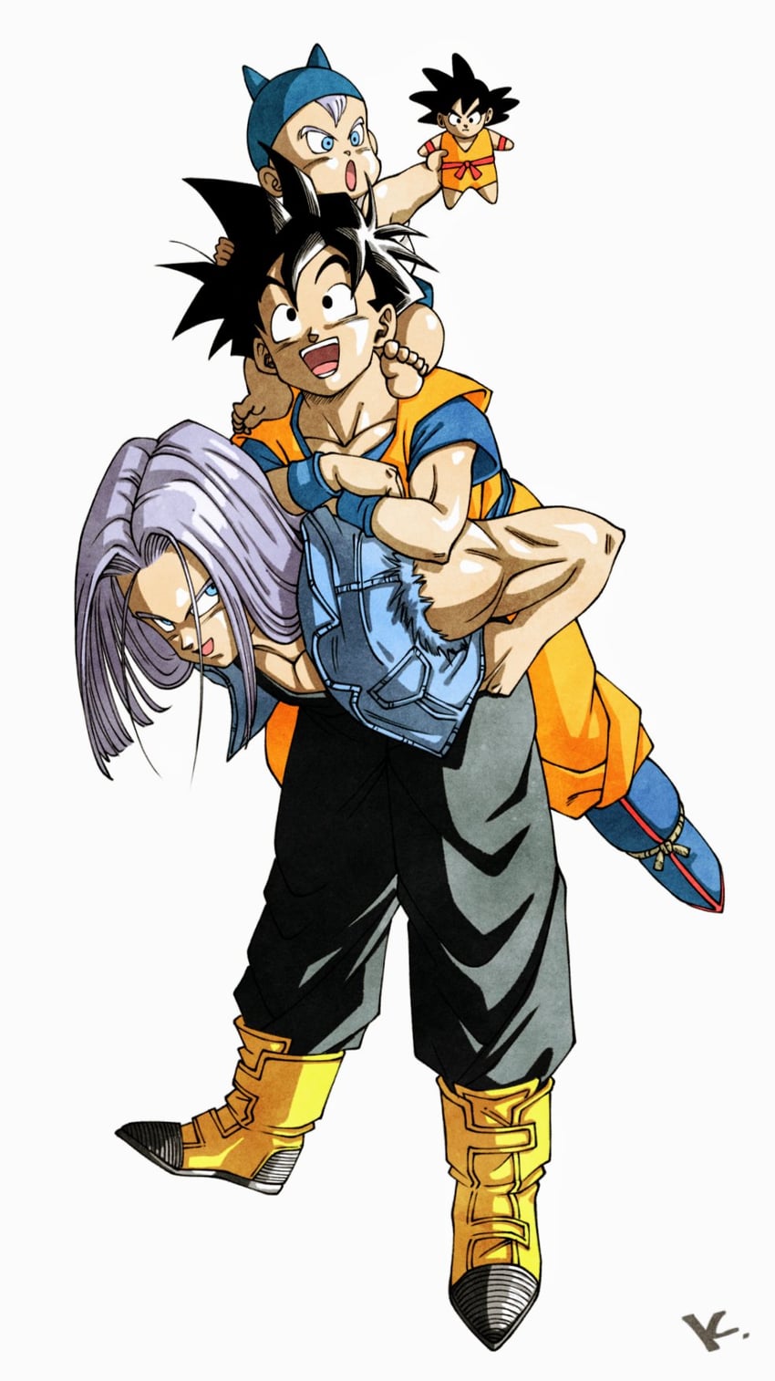 son goku, son gohan, and trunks (dragon ball and 1 more) drawn by kakeru_(dbskakeru)