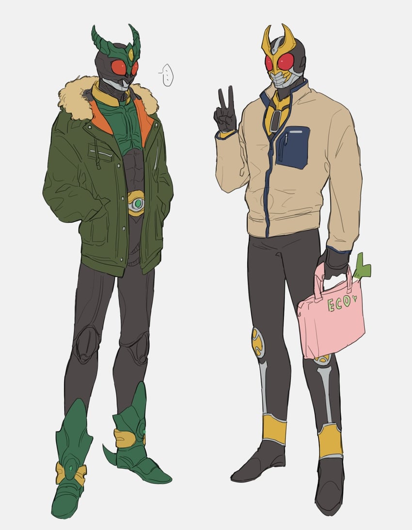 kamen rider agito and kamen rider gills (kamen rider and 1 more) drawn by bbbb_fex