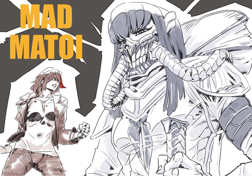 matoi ryuuko, kiryuuin satsuki, max rockatansky, and immortan joe (kill la kill and 2 more) drawn by archvermin