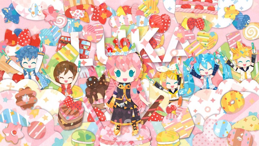 hatsune miku, kagamine rin, kagamine len, megurine luka, kaito, and 1 more (vocaloid) drawn by kikuchi_milo