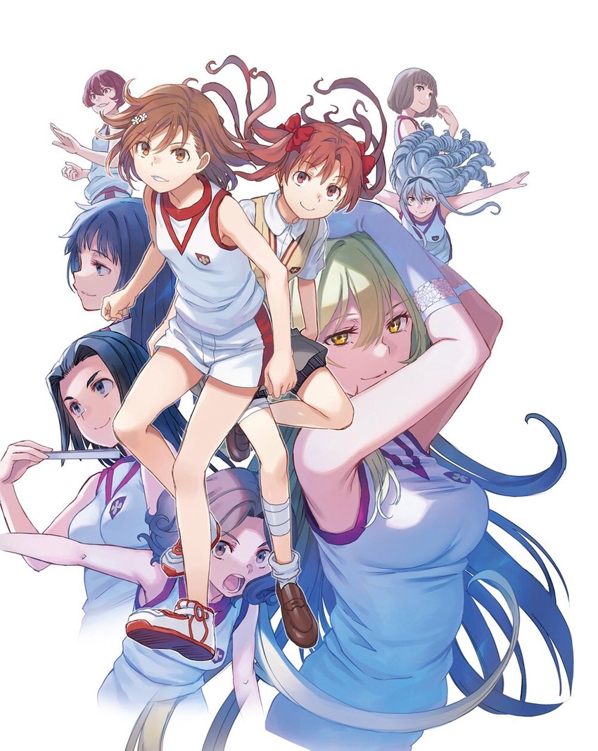 misaka mikoto, shirai kuroko, shokuhou misaki, kongou mitsuko, hokaze junko, and 4 more (toaru majutsu no index and 3 more) drawn by fuyukawa_motoi