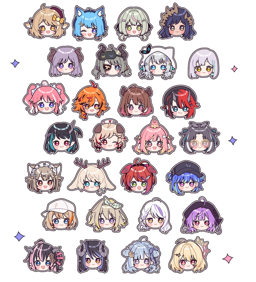 shishio chris, ryugasaki rene, saionji mary, sekishiro mico, souya ichika, and 23 more (nanashi inc.) drawn by kino_haruc