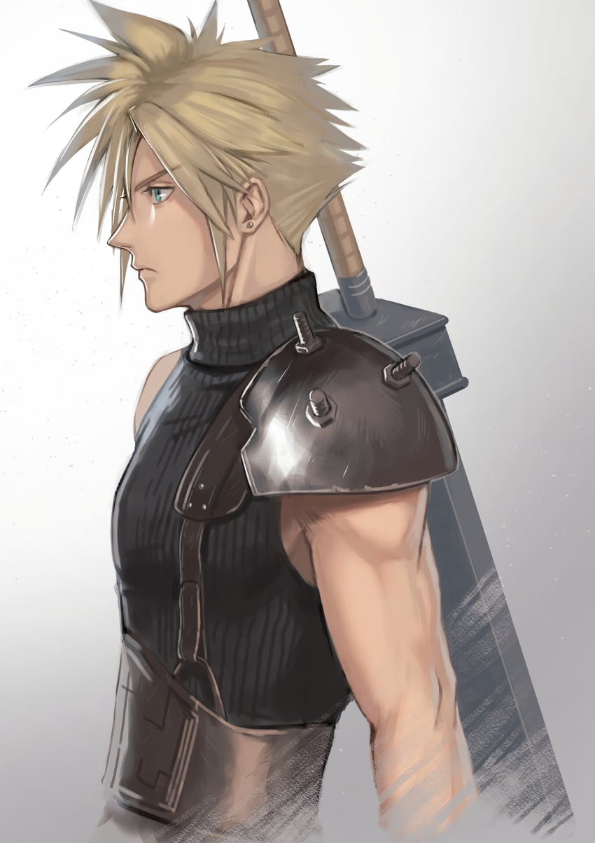 cloud strife (final fantasy and 2 more) drawn by @acchom_zatta