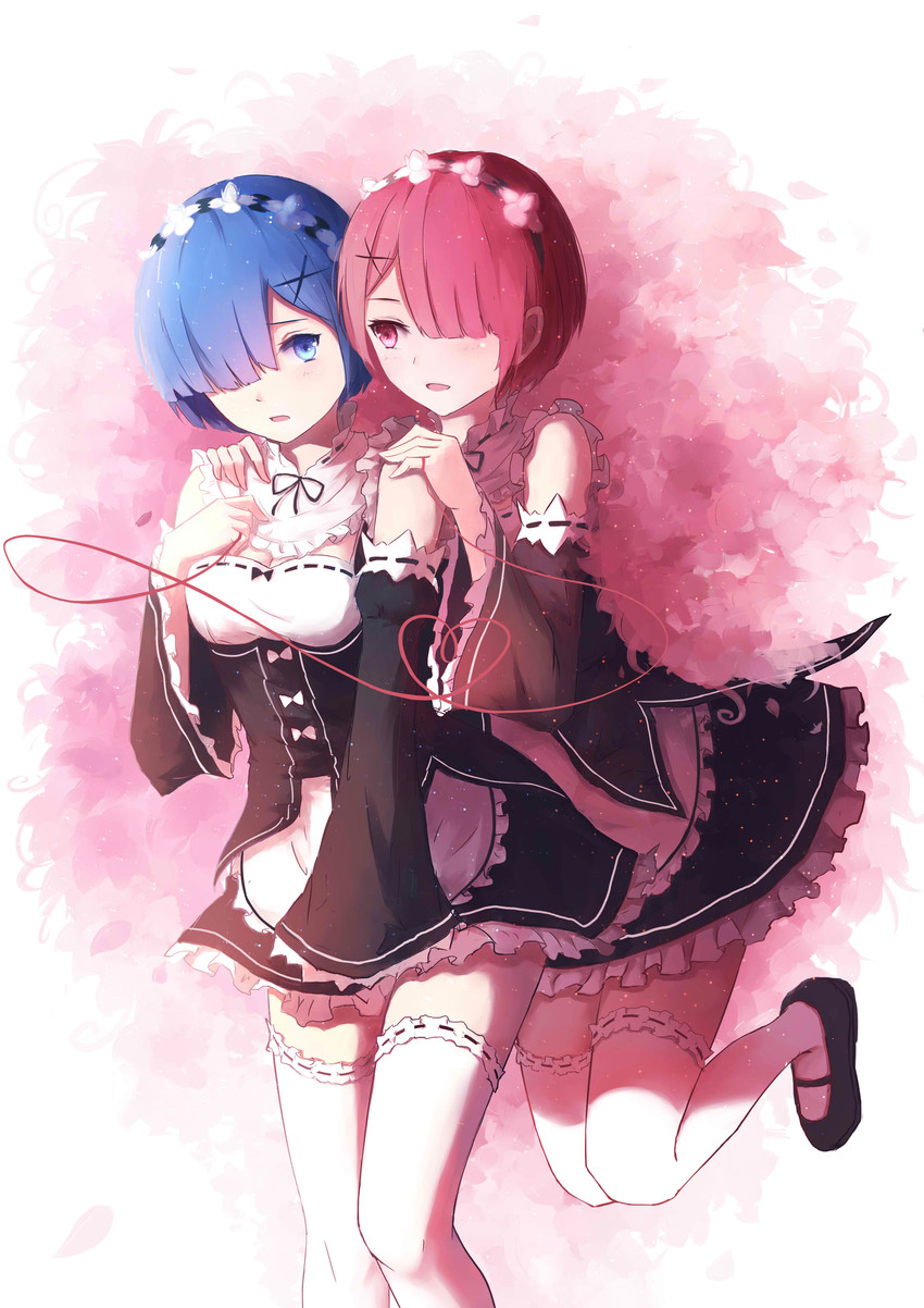 rem and ram (re:zero kara hajimeru isekai seikatsu) drawn by shimmer