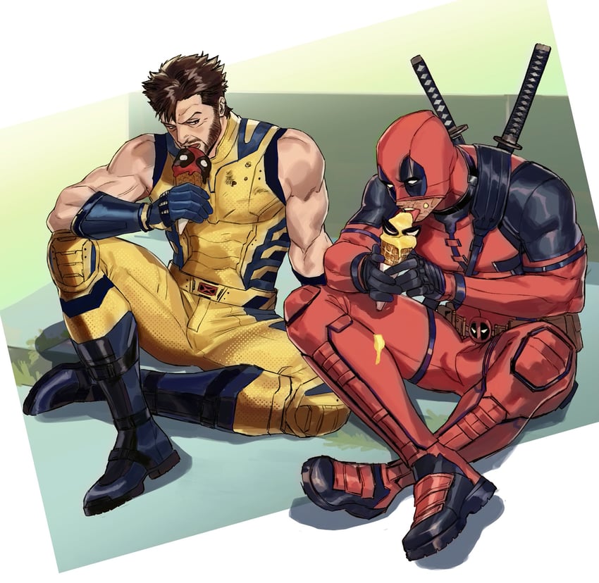 wolverine and deadpool (marvel and 4 more) drawn by samban_doyo
