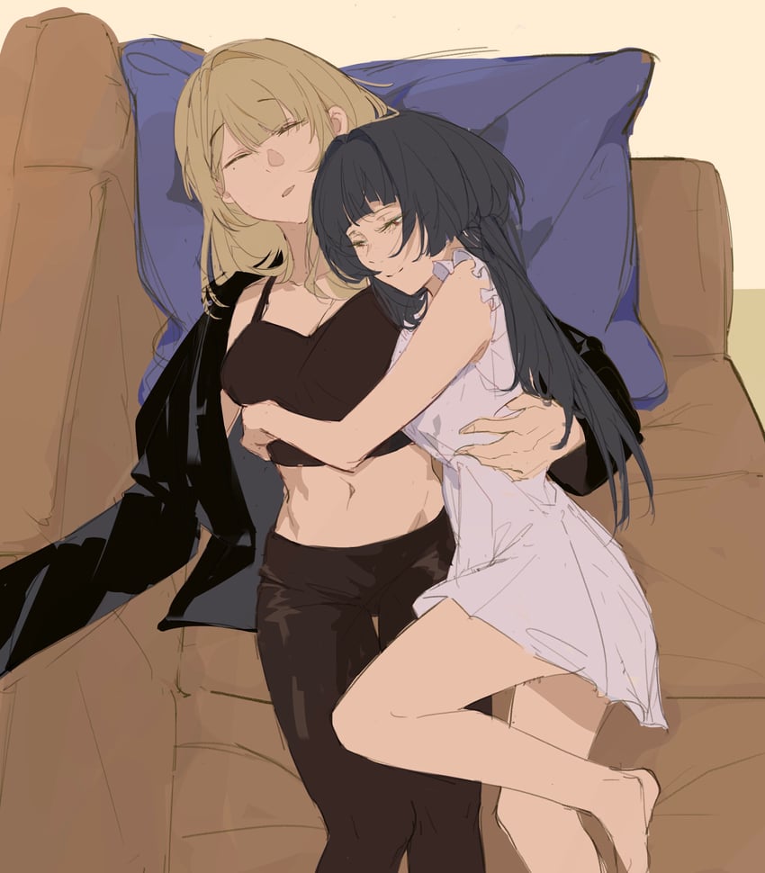 evelyn chevalier and astra yao (zenless zone zero) drawn by bluhbold
