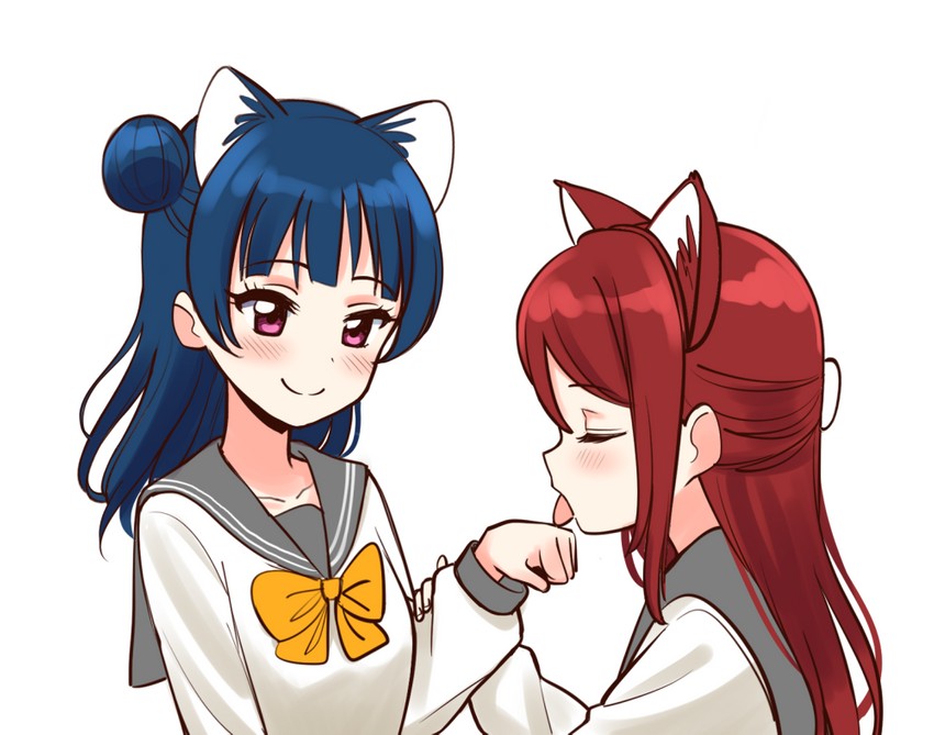 tsushima yoshiko and sakurauchi riko (love live! and 1 more) drawn by deadnooodles