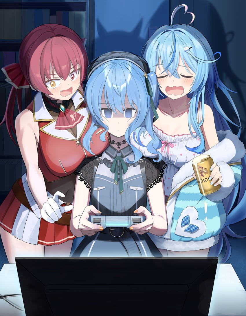 houshou marine, hoshimachi suisei, sakura miko, and yukihana lamy (hololive) drawn by manjirou_(manji_illust)