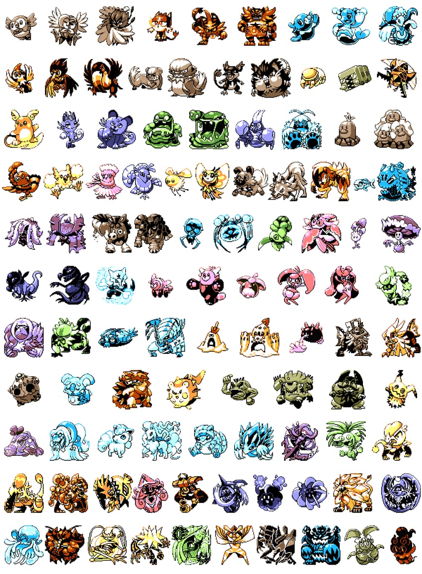 rowlet, mimikyu, popplio, alolan vulpix, litten, and 99 more (pokemon and 1 more) drawn by pat_attackerman