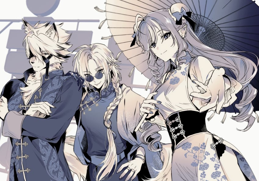 vivian banshee, von lycaon, and hugo vlad (zenless zone zero) drawn by sig_gnsn