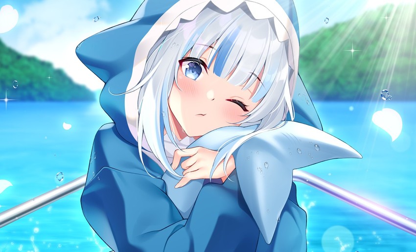 gawr gura (hololive and 1 more) drawn by uosaasou
