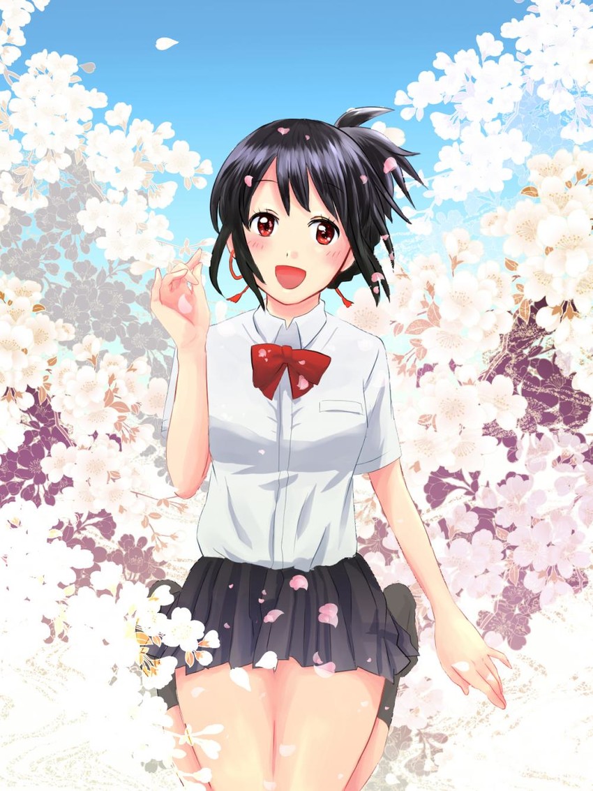 miyamizu mitsuha (kimi no na wa.) drawn by aomidoro_(yude_aspara)