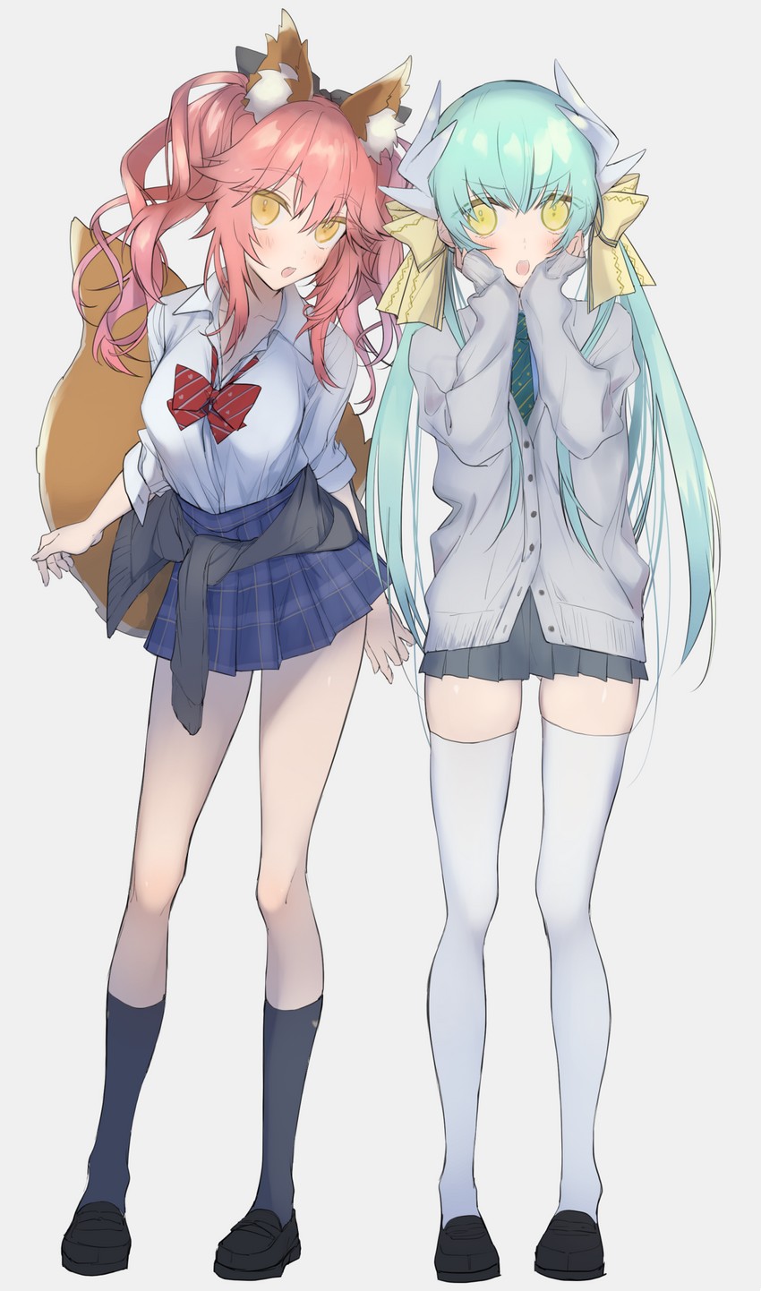 tamamo, kiyohime, and tamamo jk (fate and 3 more) drawn by ashita_kura