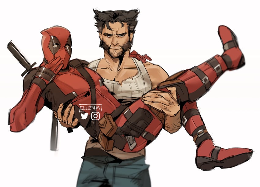 wolverine and deadpool (marvel and 4 more) drawn by ellizsha