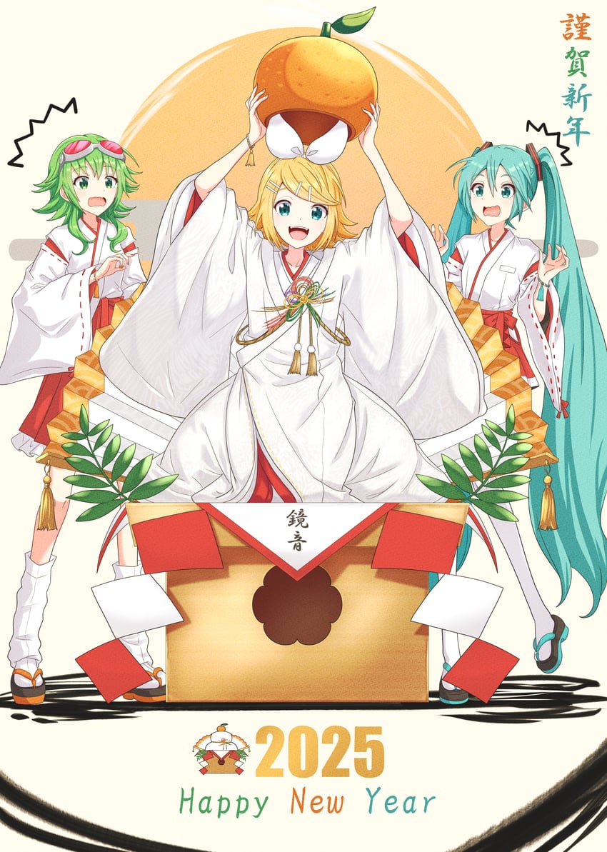 hatsune miku, kagamine rin, and gumi (vocaloid) drawn by itogari