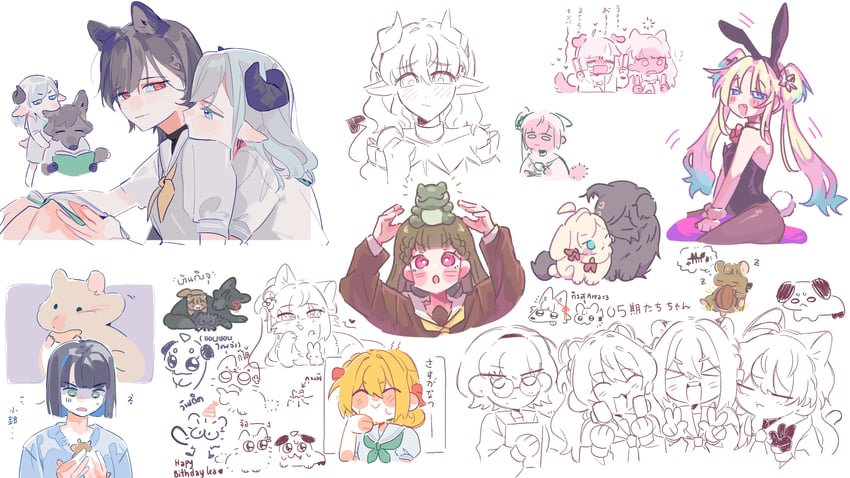 hinoshita kaho, fujishima megumi, otomune kozue, osawa rurino, momose ginko, and 4 more (pokemon and 2 more) drawn by iirin and pipi_(m1x_mix)