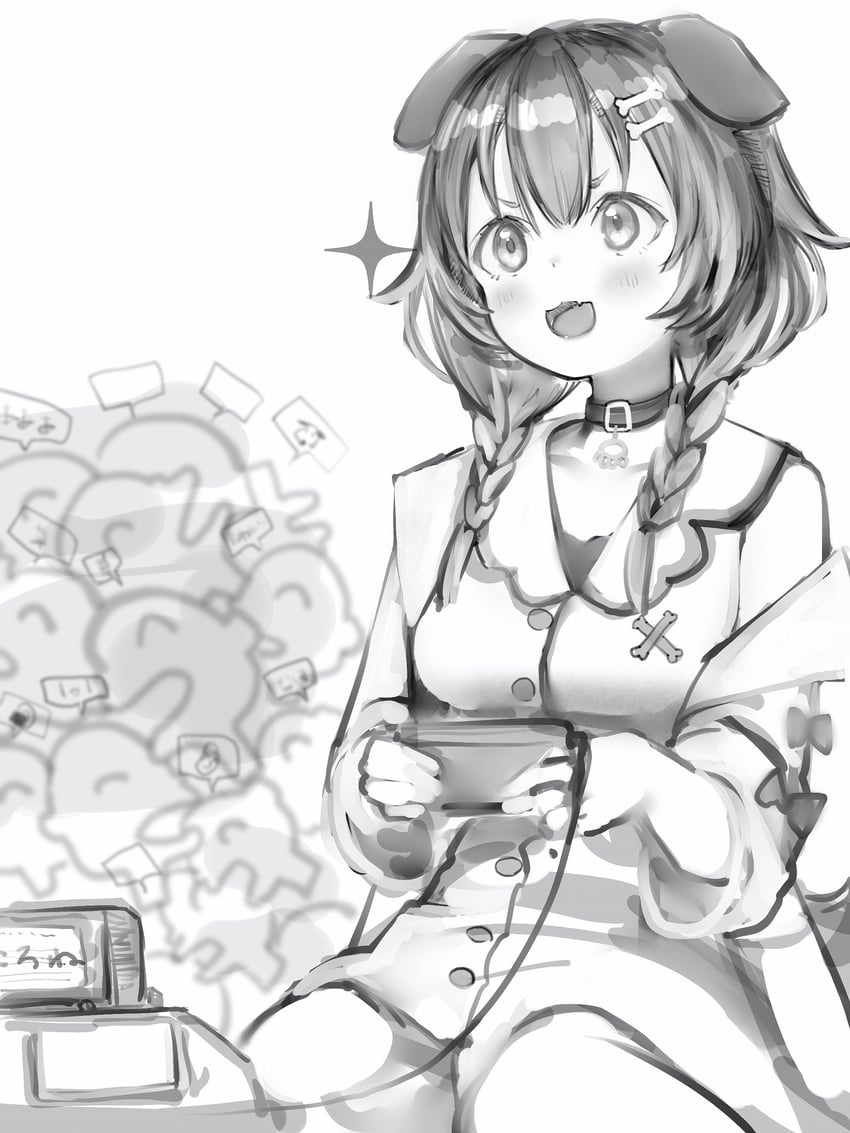 inugami korone and listener (hololive) drawn by nanashi_(nlo)