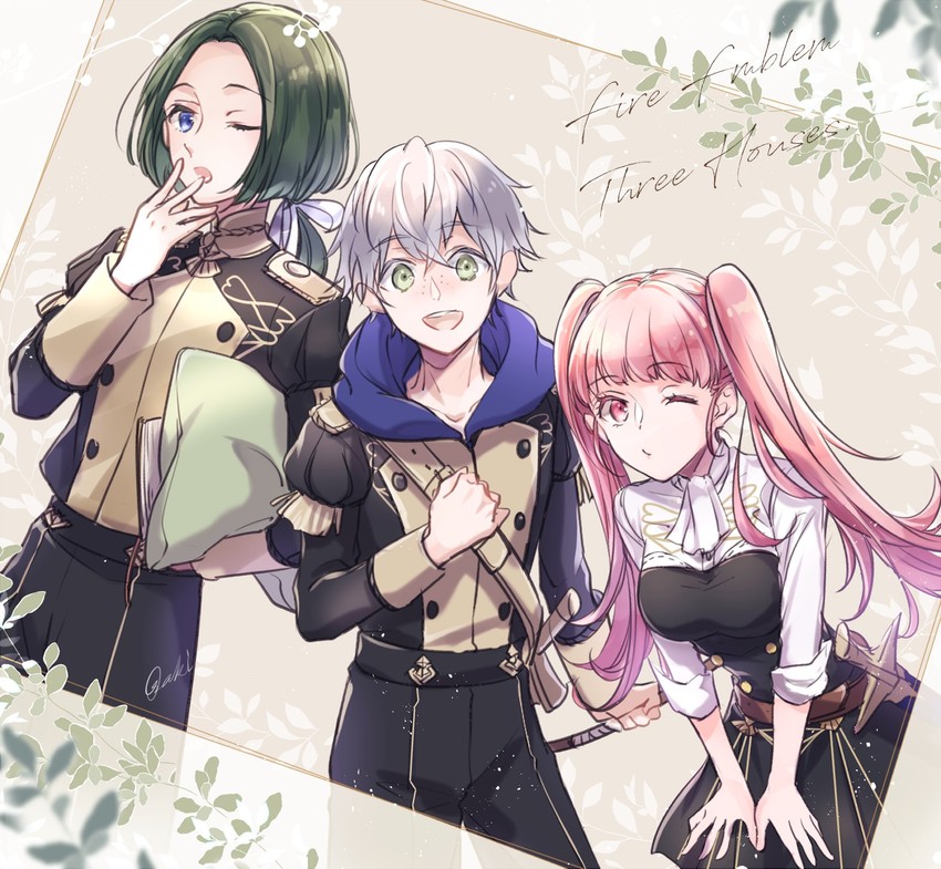 hilda valentine goneril, linhardt von hevring, and ashe ubert (fire emblem and 1 more) drawn by ro16t0day8