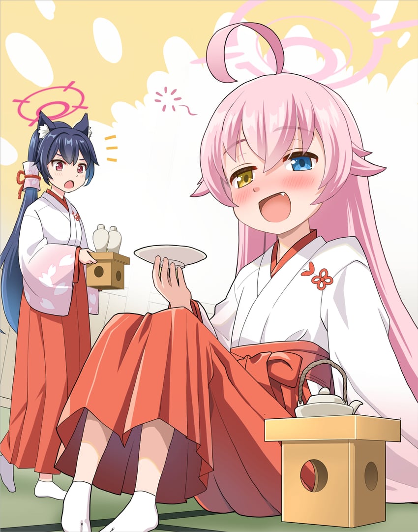 hoshino and serika (blue archive) drawn by haniwa_(leaf_garden)