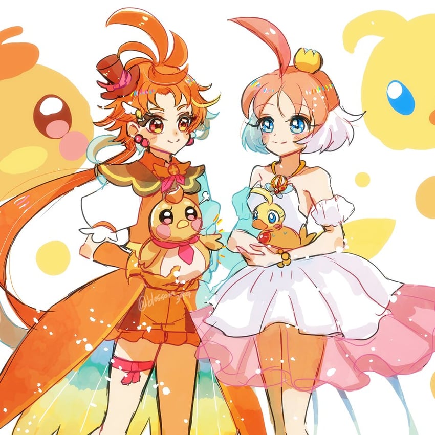 yuunagi tsubasa, cure wing, princess tutu, and ahiru (precure and 2 more) drawn by sarasa_(blossom397)