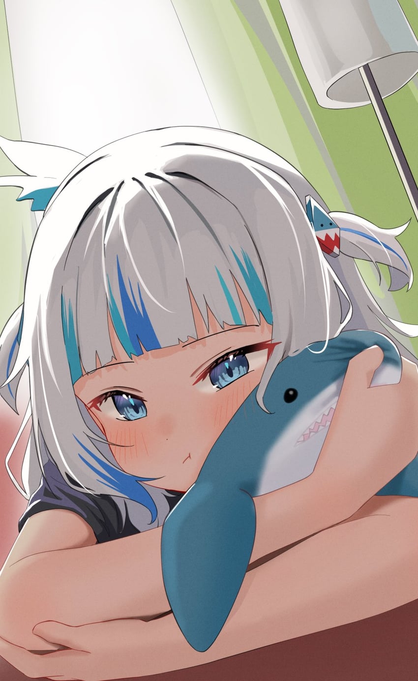 gawr gura (hololive and 1 more) drawn by kurushiro1102