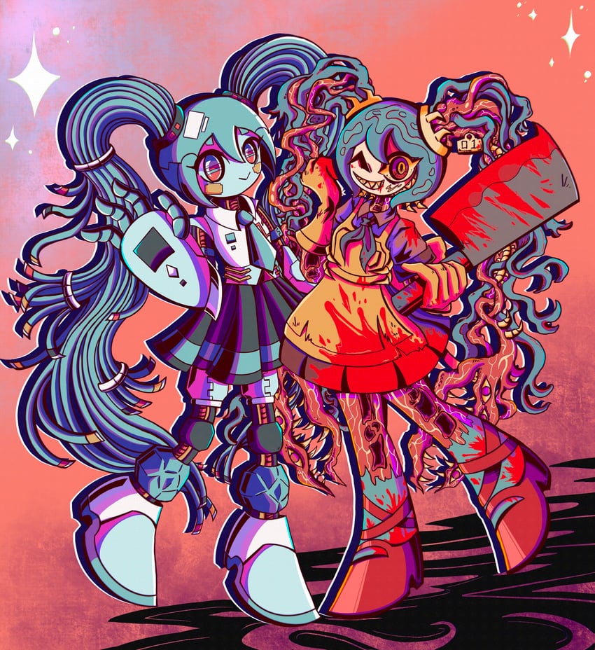 hatsune miku, meatku, and m1-ku (vocaloid) drawn by sylcona