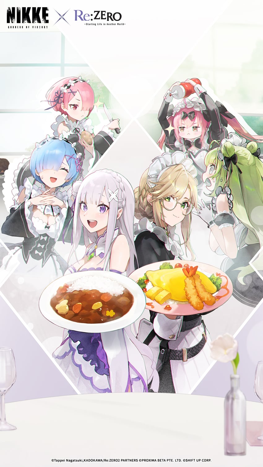 rem, emilia, ram, soda, ade, and 1 more (goddess of victory: nikke and 1 more)